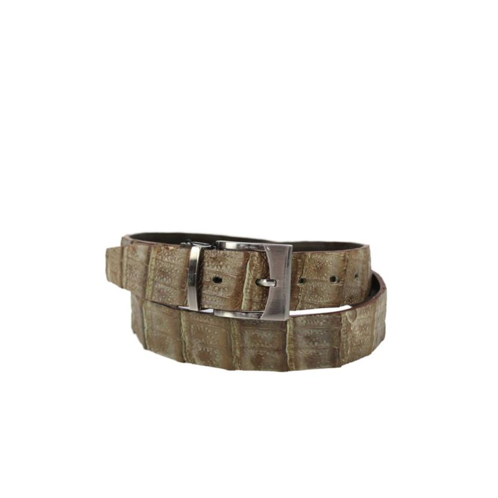 Bernini Mens Genuine American Alligator Silver Tone Buckle Brown Belt Size 40